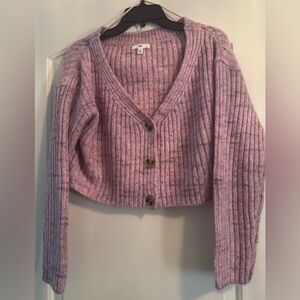 BP. Space Dye V-Neck Crop Rib Cardigan